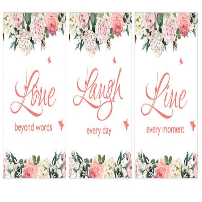 Live Laugh Live Quotes Floral Wall Art  - Canvas Wall Art Painting