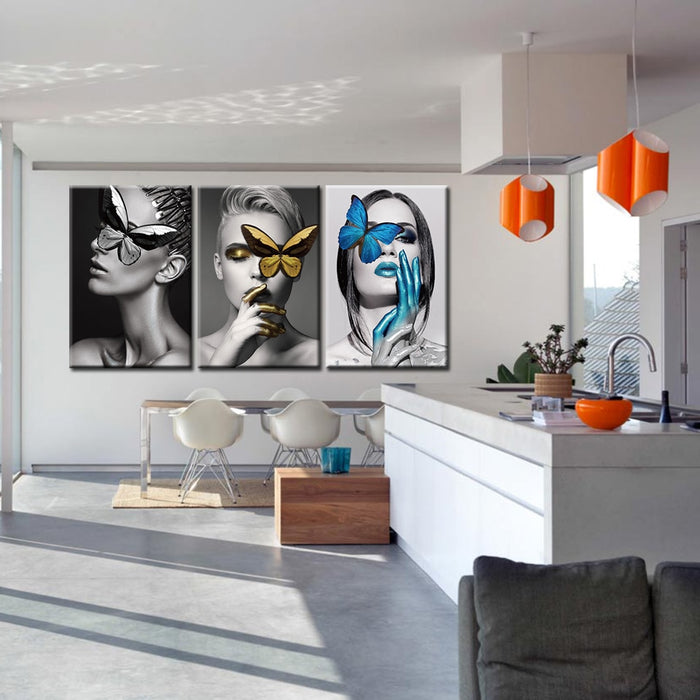 Butterfly Faces - Canvas Wall Art Painting