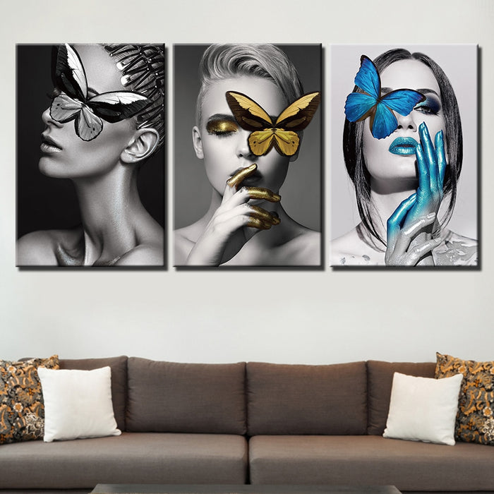 Butterfly Faces - Canvas Wall Art Painting