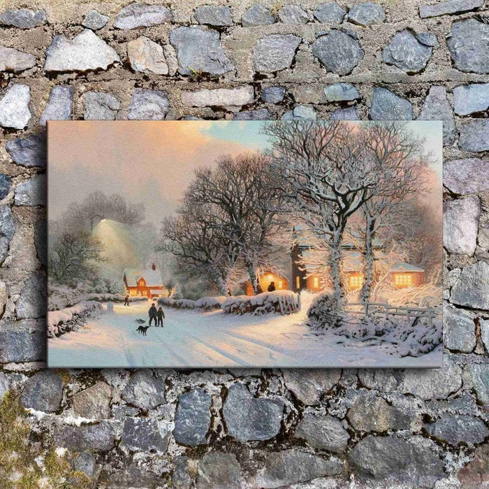 Vintage Winter Village - Canvas Wall Art Painting