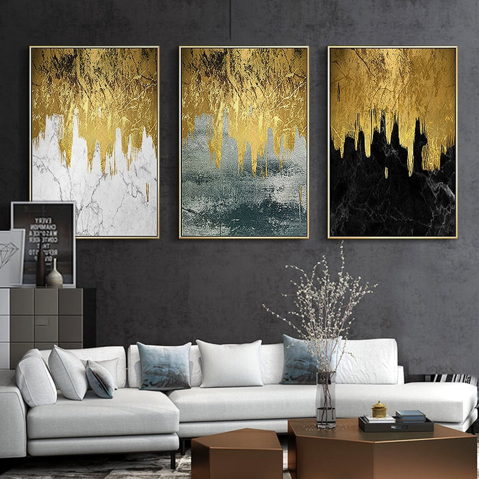 Golden Abstract Walls - Canvas Wall Art Painting