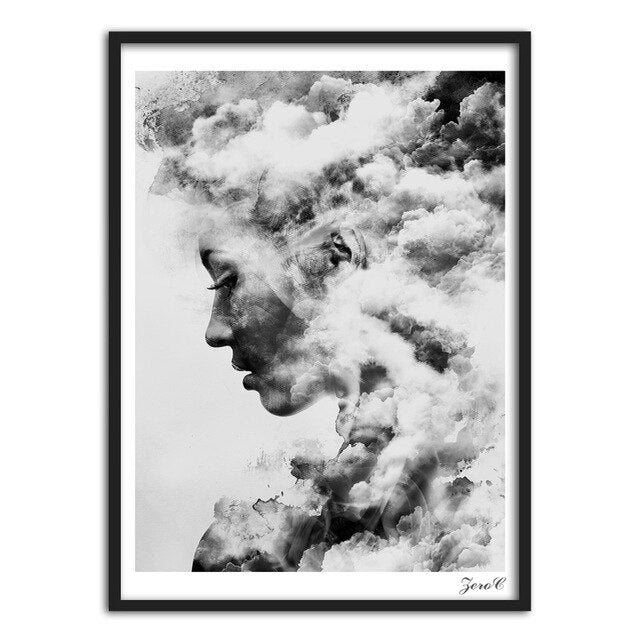 Black And White Abstract Women - Canvas Wall Art Painting
