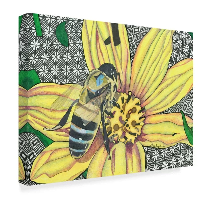 Yellow Flower and Bee - Canvas Wall Art Painting