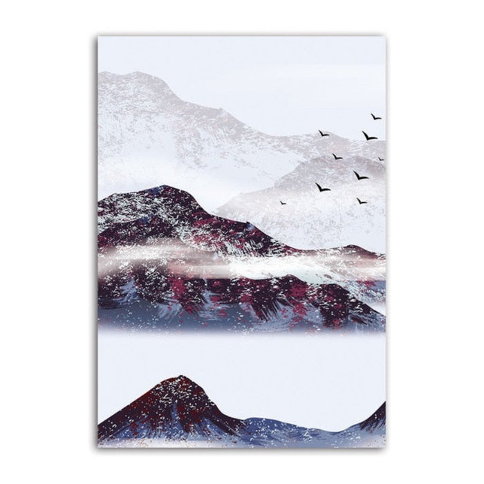 Mountain's Red Sun - Canvas Wall Art Painting