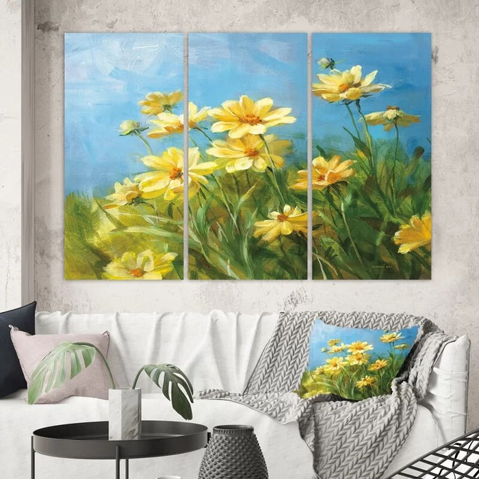 Yellow Daisy Flowers - Canvas Wall Art Painting