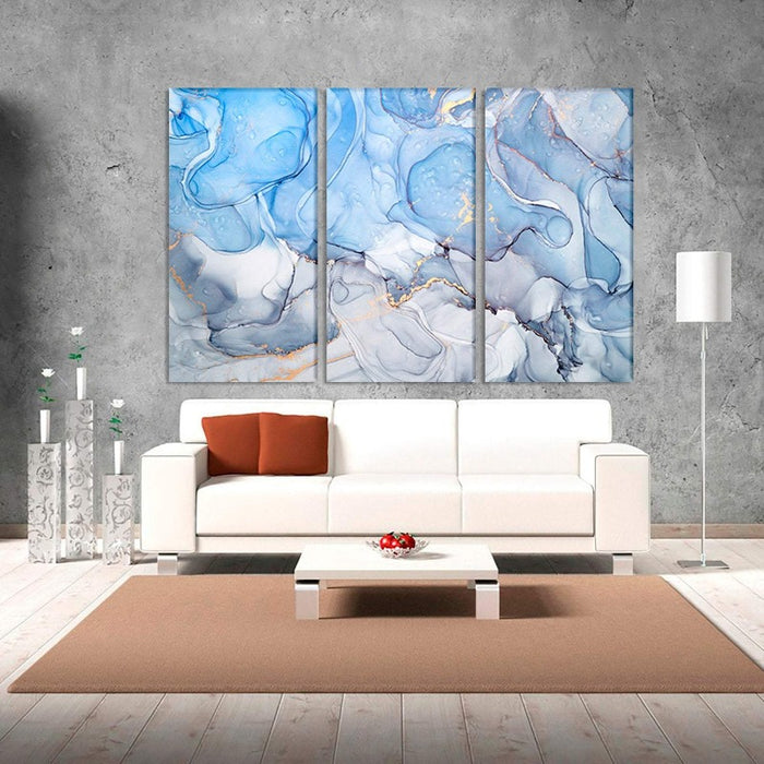 Blue Marble Abstract - Canvas Wall Art Painting
