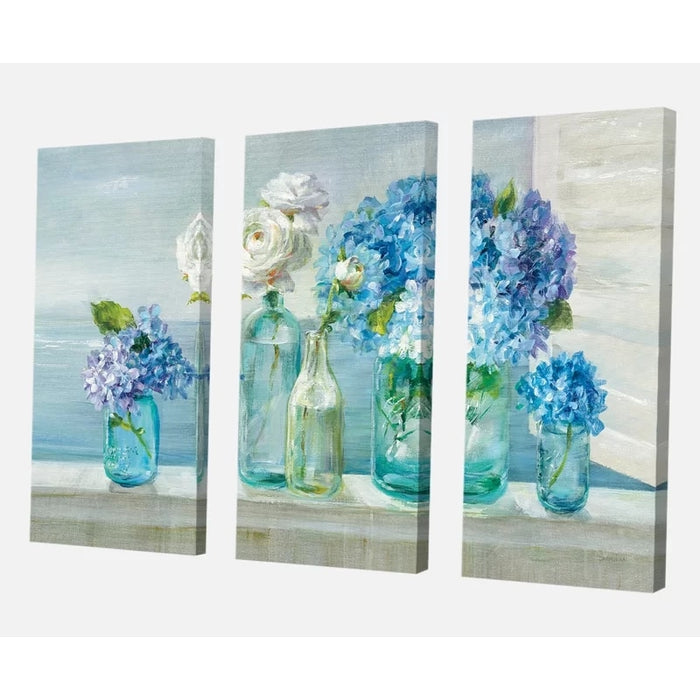 Blue Flowers At Home - Canvas Wall Art Painting