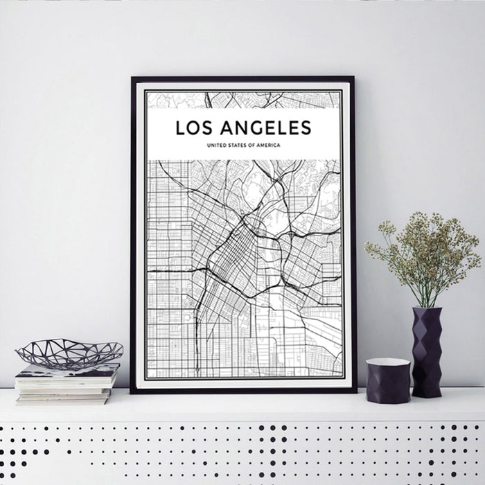 Los Angeles City Map - Canvas Wall Art Painting
