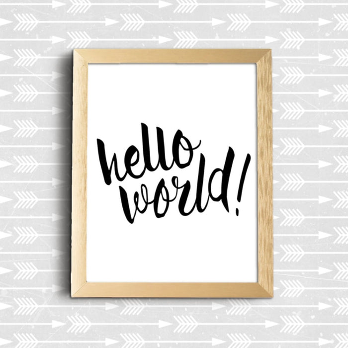 Hello World Nursery Quote - Canvas Wall Art Painting