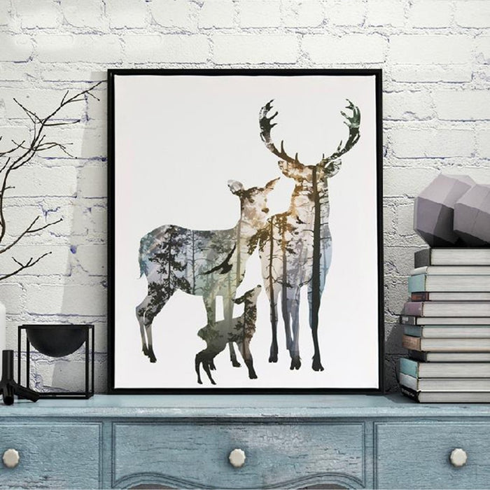Deer Animals Forest - Canvas Wall Art Painting