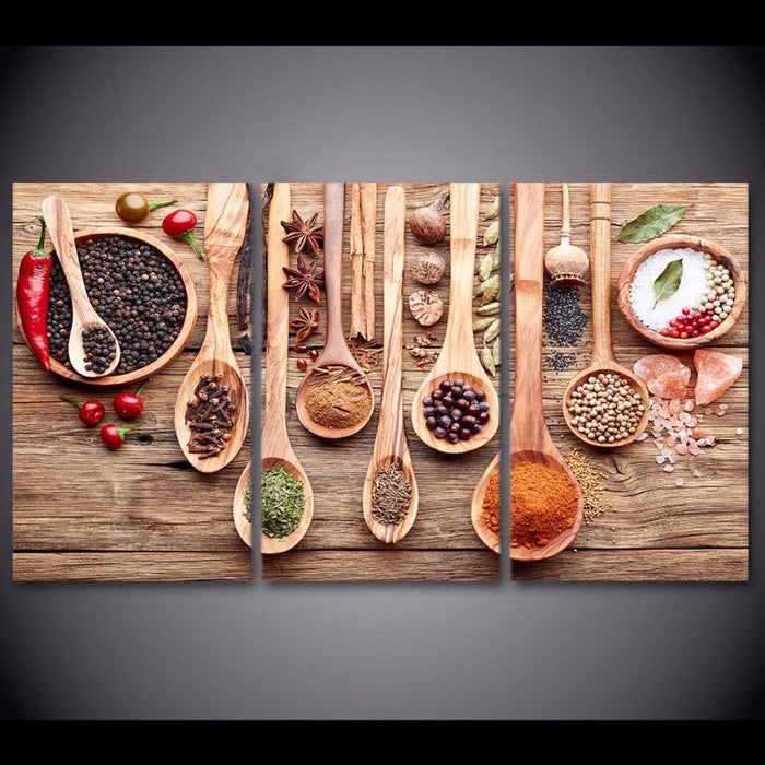Spoons, Grains, Spices - Canvas Wall Art Painting