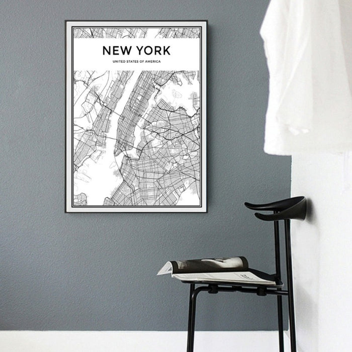 New York City Map - Canvas Wall Art Painting