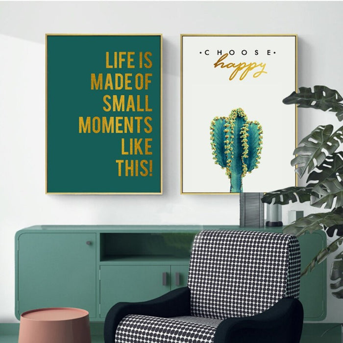 Life Quote Cactus  - Canvas Wall Art Painting