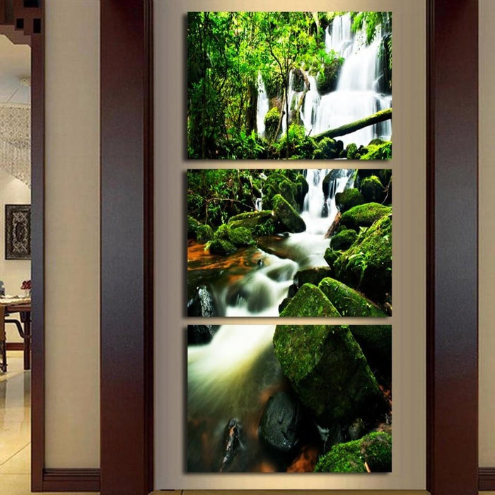 Forest Waterfall Landscape - Canvas Wall Art Painting