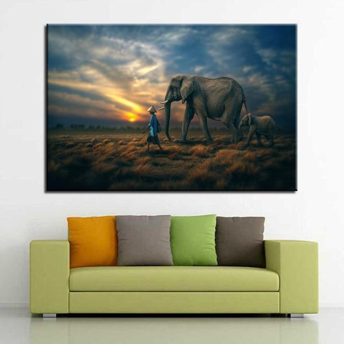 Elephant Family - Canvas Wall Art Painting