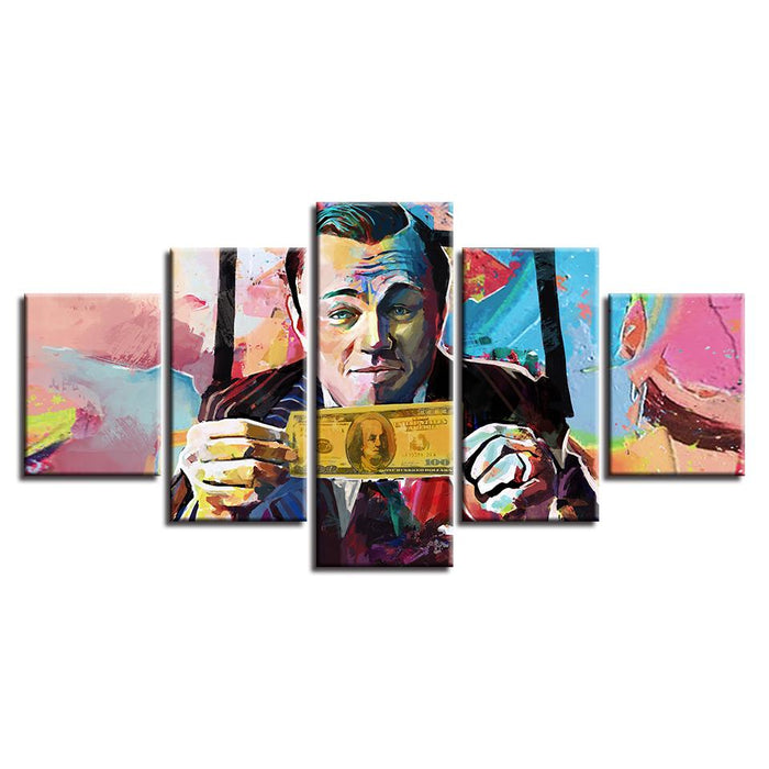 Wolf of Wall Street - 5 Piece Canvas Wall Art Painting | Colorful Decor for Your Home or Office