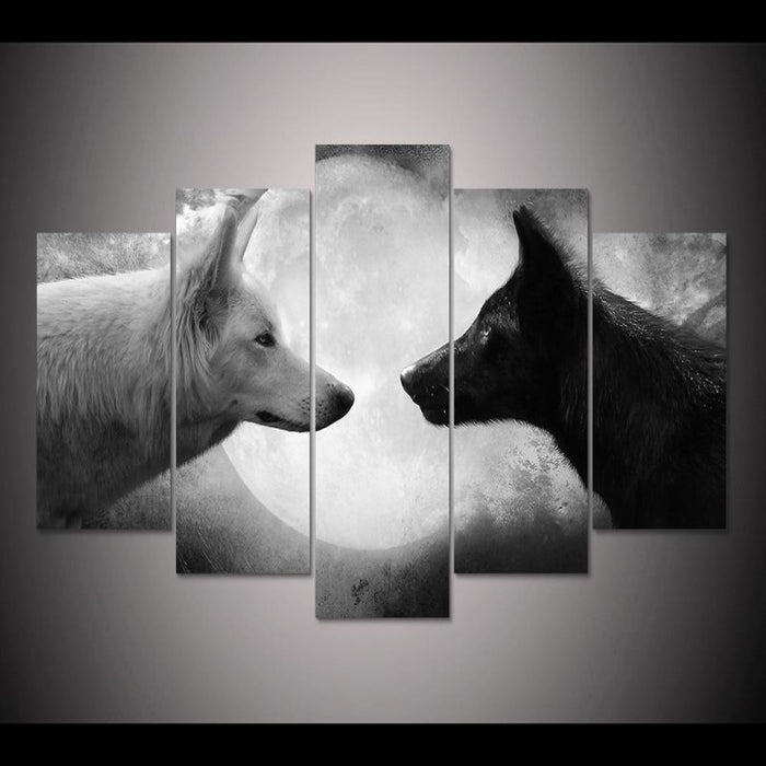 Wolves Black & White - Canvas Wall Art Painting