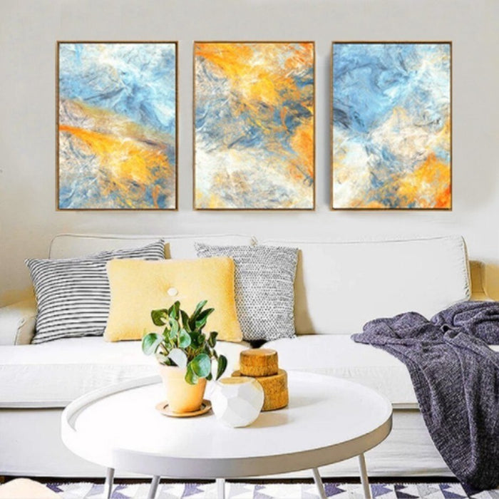 Watercolor Blue Yellow - Canvas Wall Art Painting