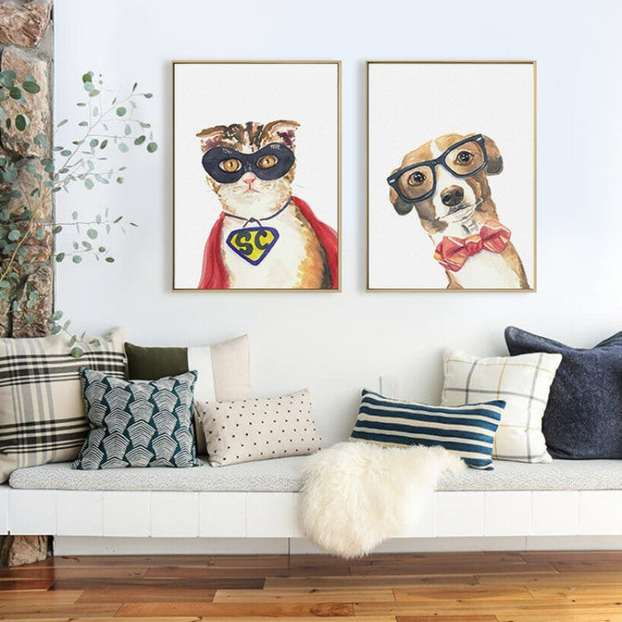 Cool Dog Cat Fox - Canvas Wall Art Painting