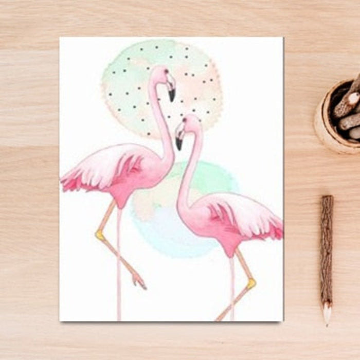 Pink Flamingo Animals Flower Poster - Canvas Wall Art Painting