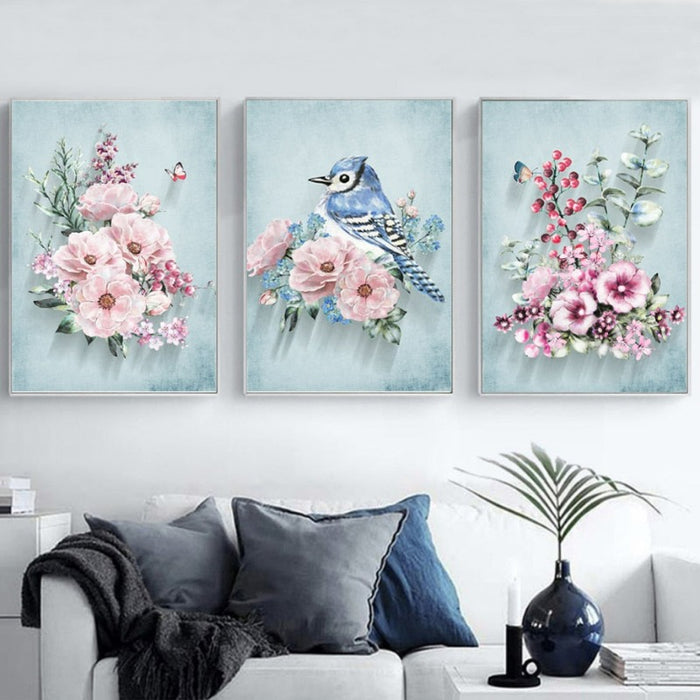 Nordic Pink Peony - Canvas Wall Art Painting
