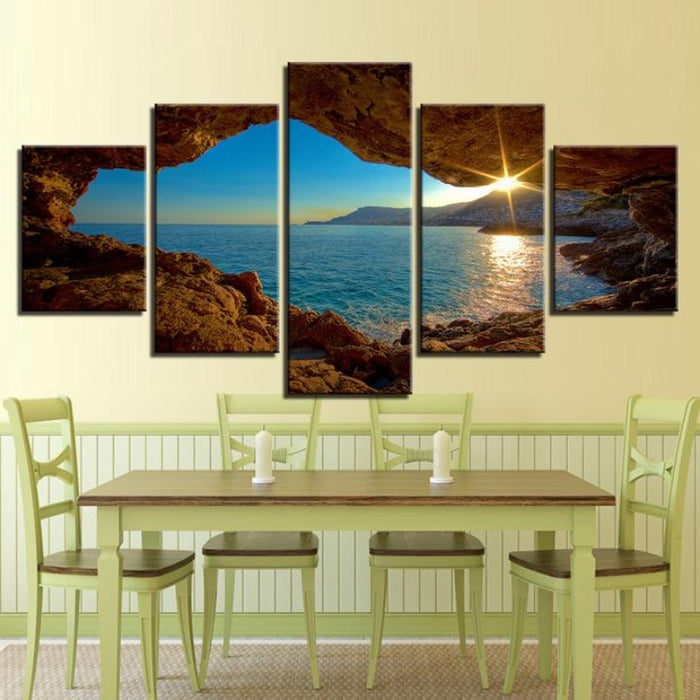 Outside Cave Sunset - Canvas Wall Art Painting