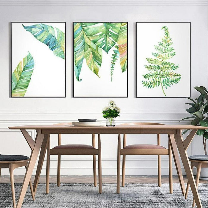 Nordic Modern Green Leaf Plant Poster - Canvas Wall Art Painting