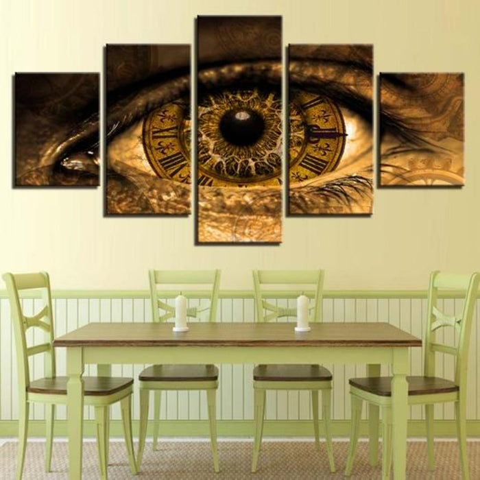 Clock In The Eyes - Canvas Wall Art Painting