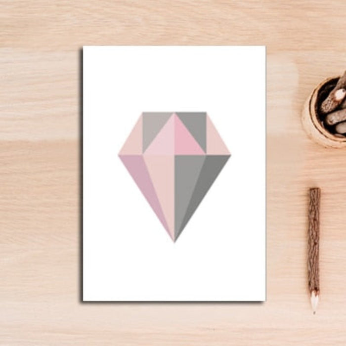 Pink Grey Geometry - Canvas Wall Art Painting