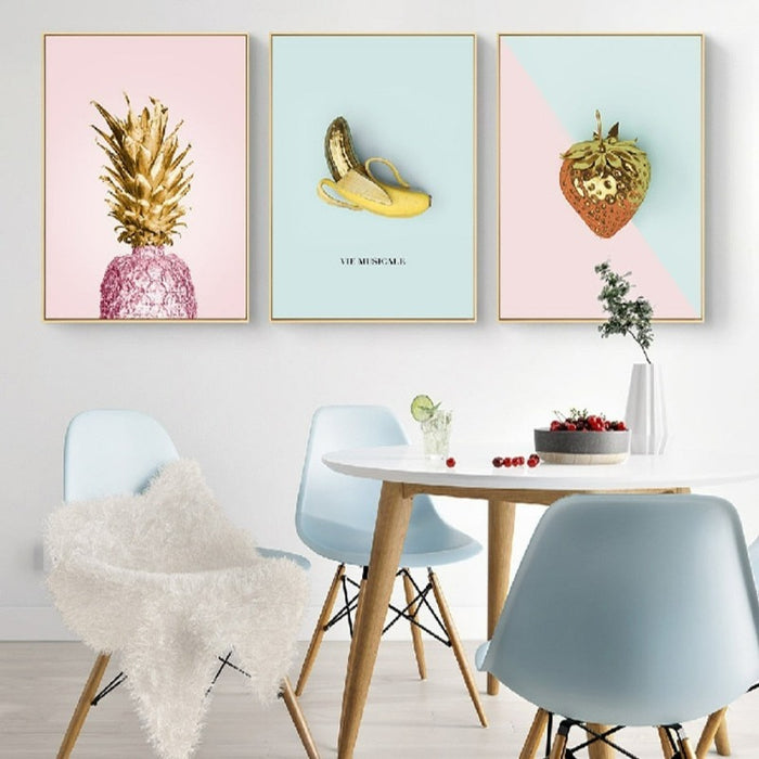 Nordic Banana Pineapple - Canvas Wall Art Painting