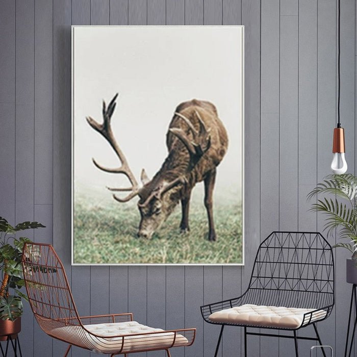 Nordic Elk Plants Creative Words - Canvas Wall Art Painting