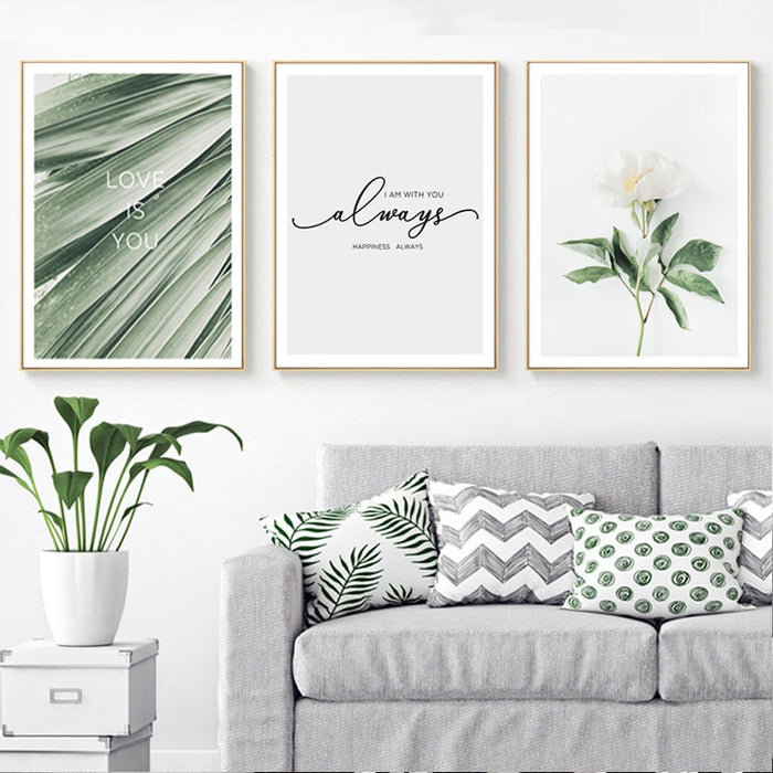 Nordic Plants Leaves Flower - Canvas Wall Art Painting