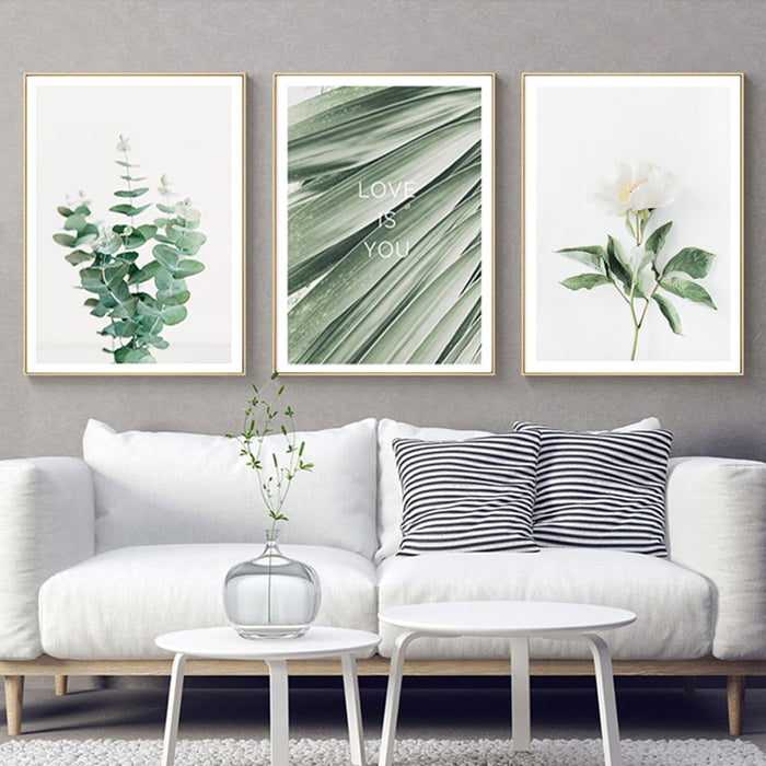 Nordic Plants Leaves Flower - Canvas Wall Art Painting