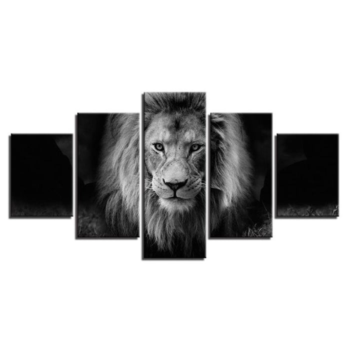 Lion Black And White - Canvas Wall Art Painting