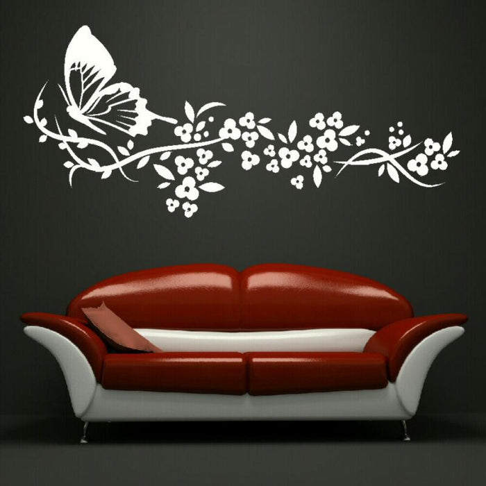 Modern Butterfly Flowers - Canvas Wall Art Stickers