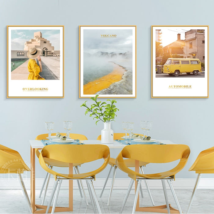 Modern Yellow Landscape Wall Art Poster - Canvas Wall Art Painting