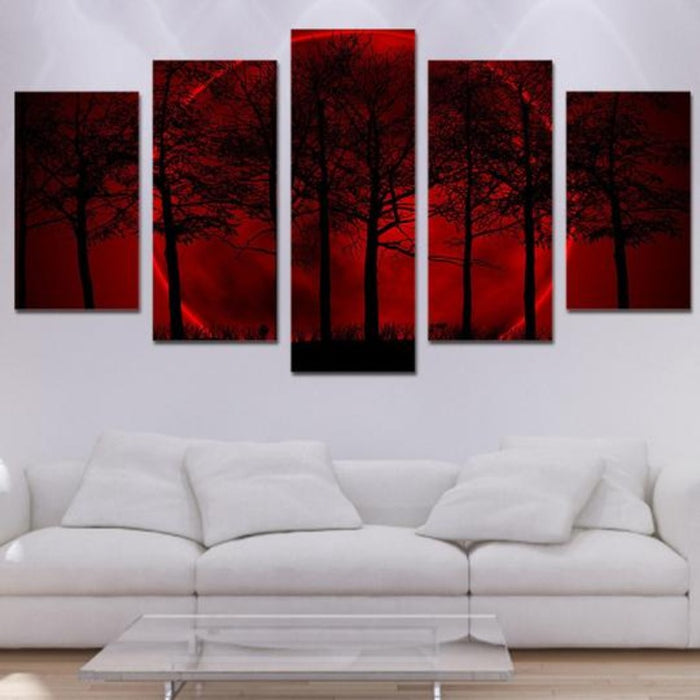 Red Moon Forest - Canvas Wall Art Painting