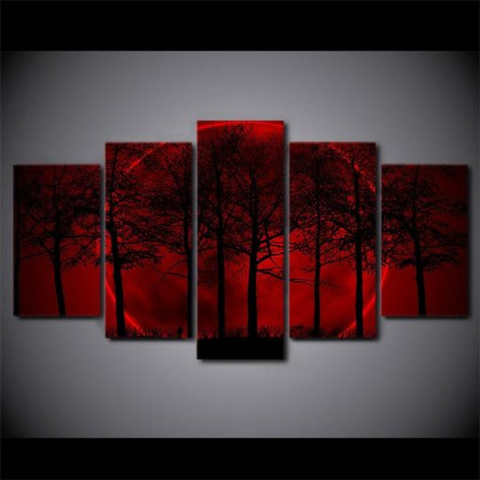 Red Moon Forest - Canvas Wall Art Painting