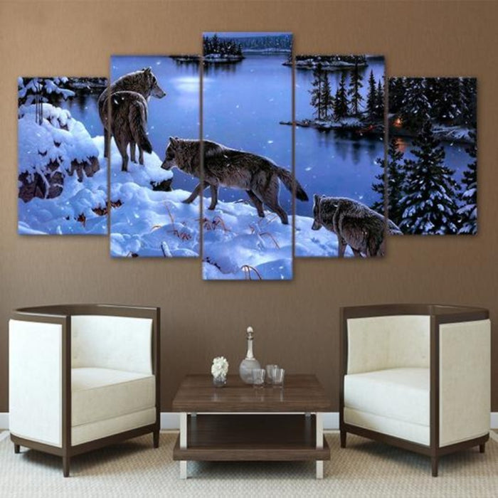 Wolves In The Snow - Canvas Wall Art Painting