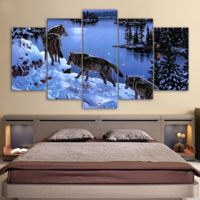 Wolves In The Snow - Canvas Wall Art Painting