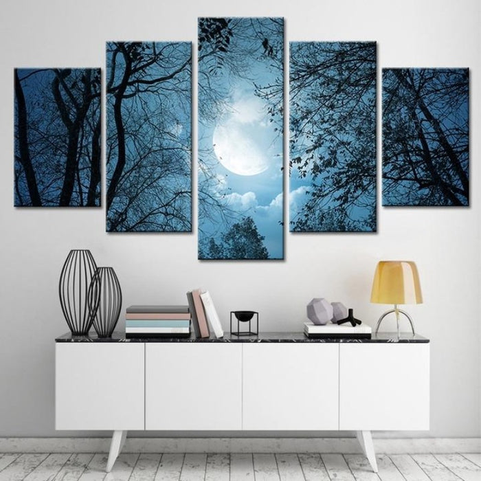 Moonlit Forest Night - Canvas Wall Art Painting