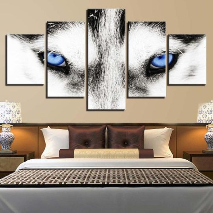 Wolf's Blue Eyes - Canvas Wall Art Painting