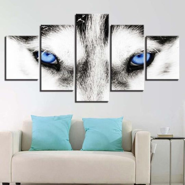 Wolf's Blue Eyes - Canvas Wall Art Painting