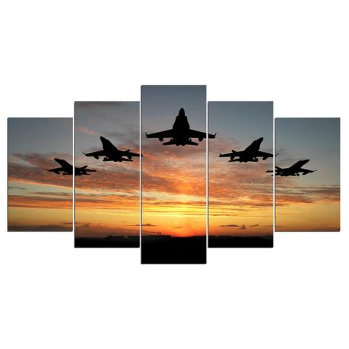 Flying Airplanes Sunset - Canvas Wall Art Painting
