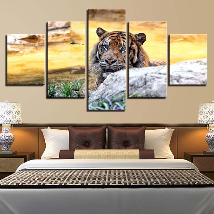 Sunset Animal Tiger - Canvas Wall Art Painting