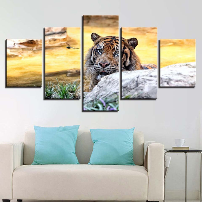 Sunset Animal Tiger - Canvas Wall Art Painting