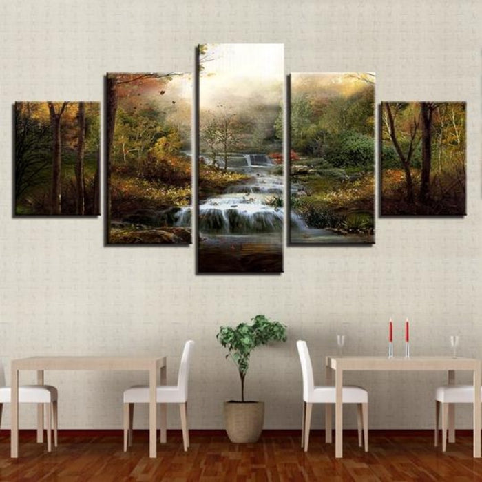 Forest Waterfalls Streams - Canvas Wall Art Painting