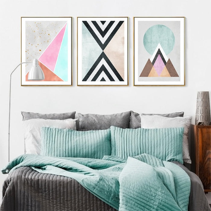 Abstract Geometric Wall Art Prints Vintage Poster - Canvas Wall Art Painting