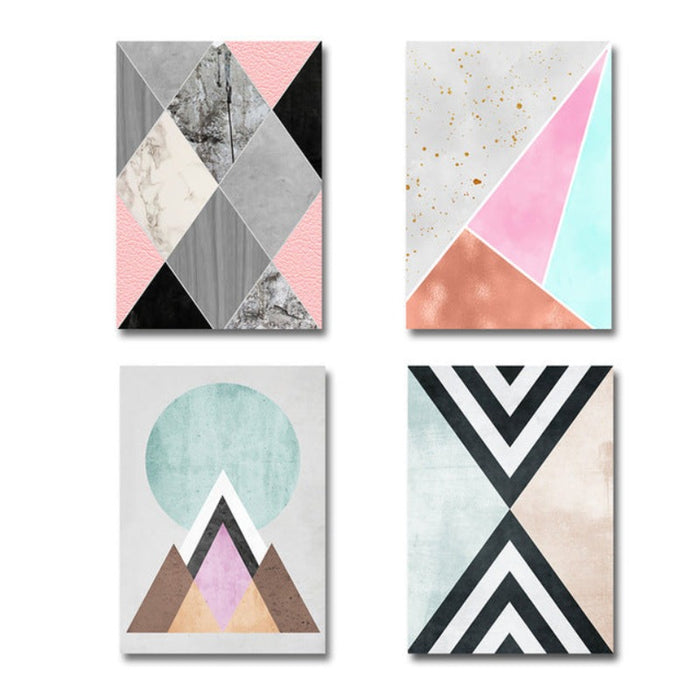 Abstract Geometric Wall Art Prints Vintage Poster - Canvas Wall Art Painting
