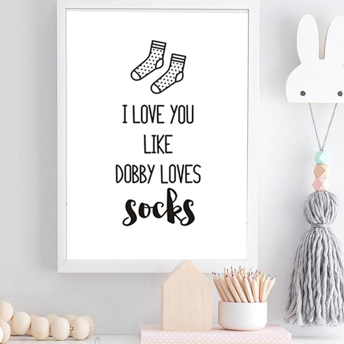 I Love You Nursery Prints Decor Socks - Canvas Wall Art Painting